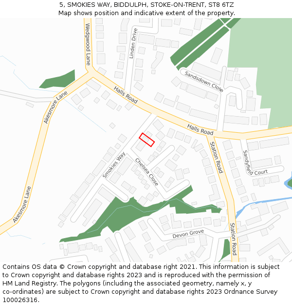 5, SMOKIES WAY, BIDDULPH, STOKE-ON-TRENT, ST8 6TZ: Location map and indicative extent of plot