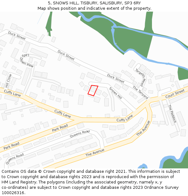 5, SNOWS HILL, TISBURY, SALISBURY, SP3 6RY: Location map and indicative extent of plot