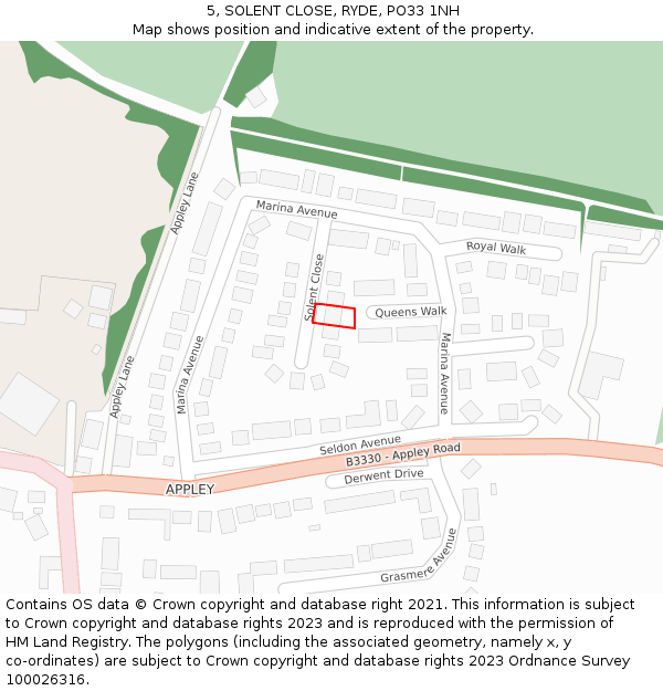 5, SOLENT CLOSE, RYDE, PO33 1NH: Location map and indicative extent of plot