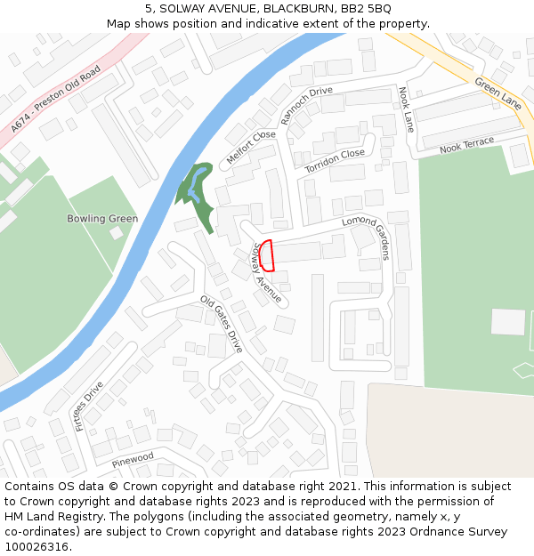 5, SOLWAY AVENUE, BLACKBURN, BB2 5BQ: Location map and indicative extent of plot