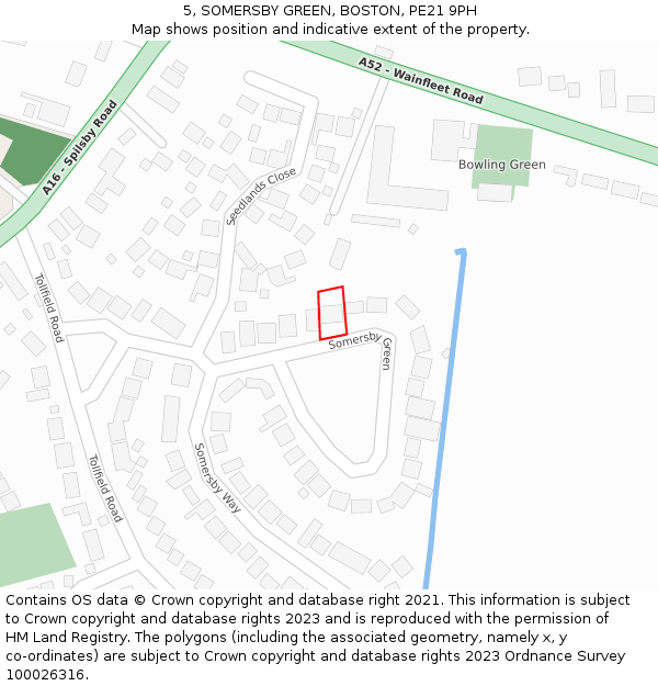 5, SOMERSBY GREEN, BOSTON, PE21 9PH: Location map and indicative extent of plot