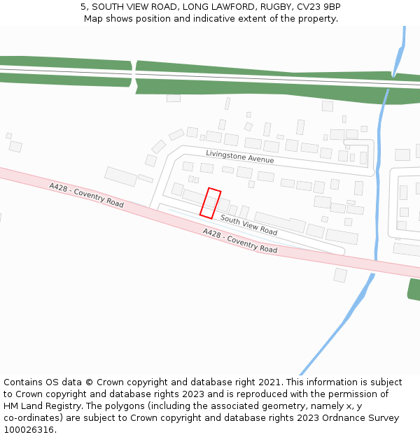 5, SOUTH VIEW ROAD, LONG LAWFORD, RUGBY, CV23 9BP: Location map and indicative extent of plot