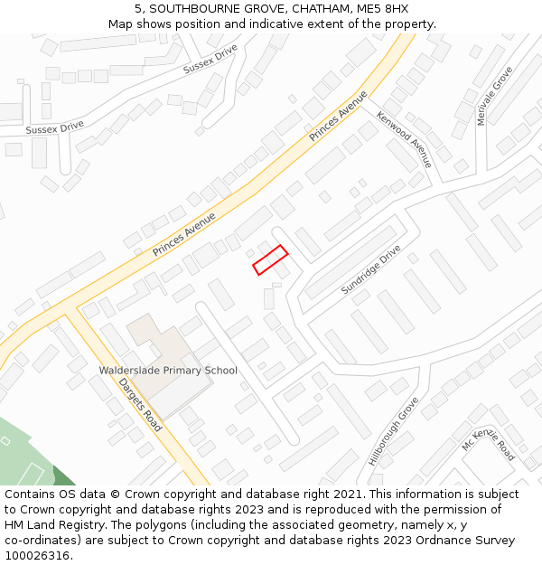 5, SOUTHBOURNE GROVE, CHATHAM, ME5 8HX: Location map and indicative extent of plot