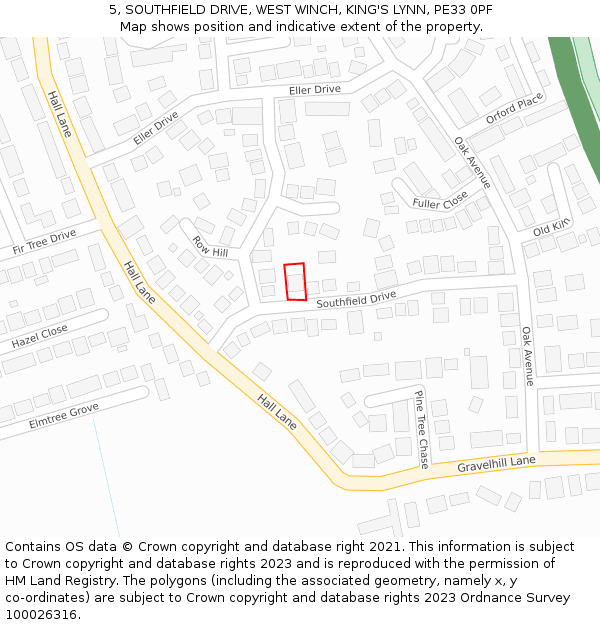 5, SOUTHFIELD DRIVE, WEST WINCH, KING'S LYNN, PE33 0PF: Location map and indicative extent of plot