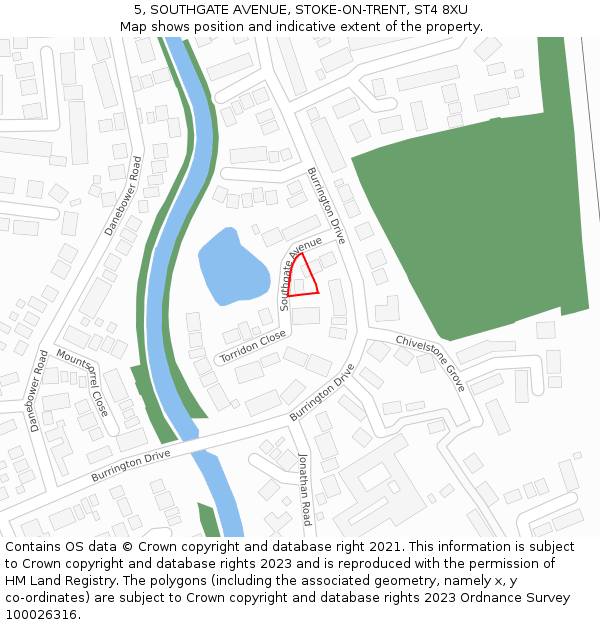 5, SOUTHGATE AVENUE, STOKE-ON-TRENT, ST4 8XU: Location map and indicative extent of plot