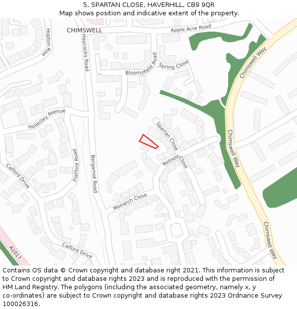 5, SPARTAN CLOSE, HAVERHILL, CB9 9QR: Location map and indicative extent of plot