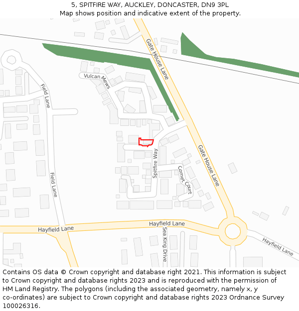 5, SPITFIRE WAY, AUCKLEY, DONCASTER, DN9 3PL: Location map and indicative extent of plot