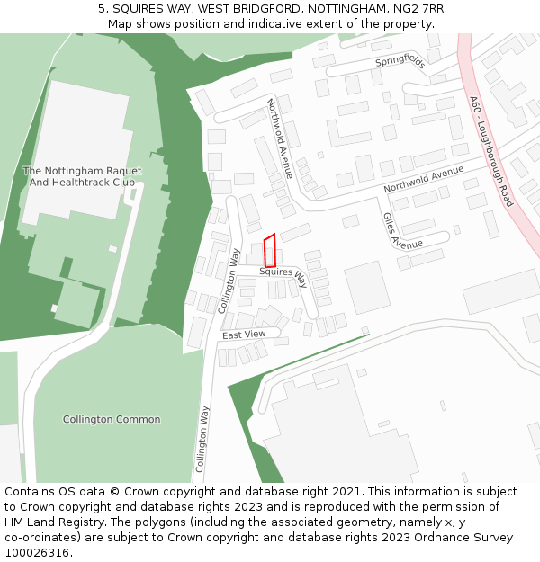 5, SQUIRES WAY, WEST BRIDGFORD, NOTTINGHAM, NG2 7RR: Location map and indicative extent of plot