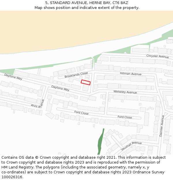 5, STANDARD AVENUE, HERNE BAY, CT6 8AZ: Location map and indicative extent of plot