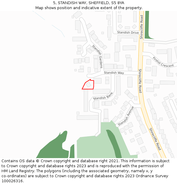 5, STANDISH WAY, SHEFFIELD, S5 8YA: Location map and indicative extent of plot