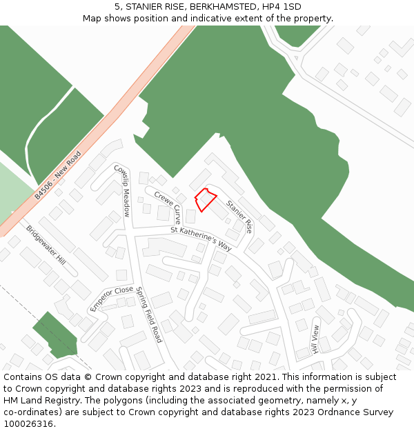 5, STANIER RISE, BERKHAMSTED, HP4 1SD: Location map and indicative extent of plot