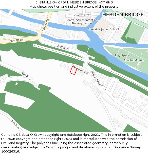 5, STANLEIGH CROFT, HEBDEN BRIDGE, HX7 6HD: Location map and indicative extent of plot