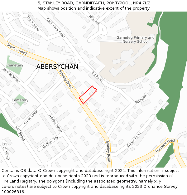 5, STANLEY ROAD, GARNDIFFAITH, PONTYPOOL, NP4 7LZ: Location map and indicative extent of plot