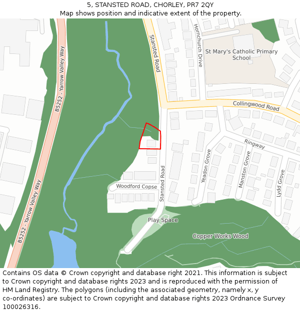 5, STANSTED ROAD, CHORLEY, PR7 2QY: Location map and indicative extent of plot