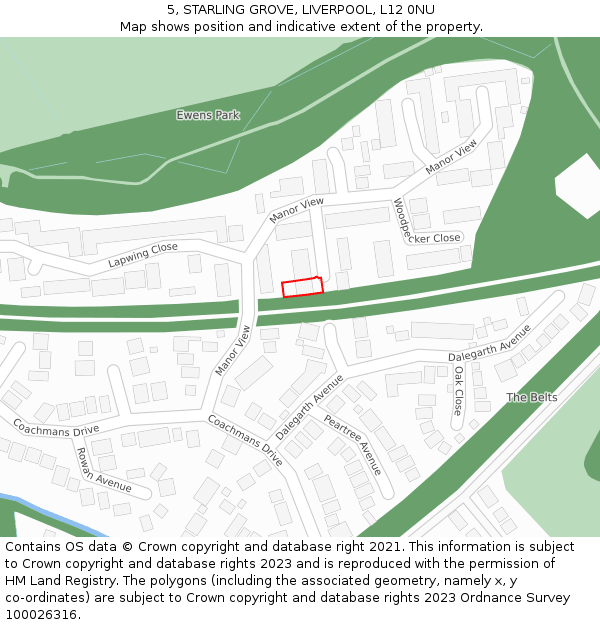 5, STARLING GROVE, LIVERPOOL, L12 0NU: Location map and indicative extent of plot