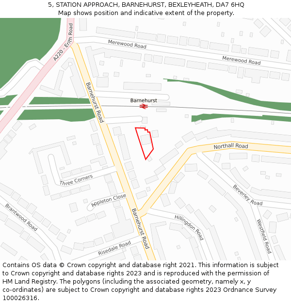 5, STATION APPROACH, BARNEHURST, BEXLEYHEATH, DA7 6HQ: Location map and indicative extent of plot