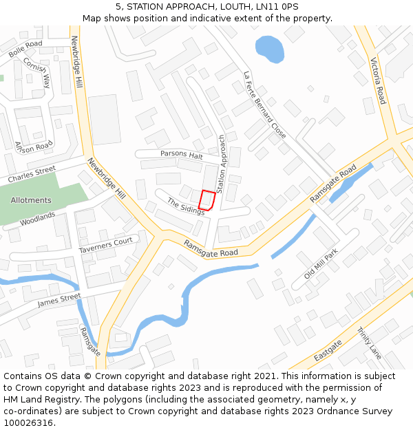 5, STATION APPROACH, LOUTH, LN11 0PS: Location map and indicative extent of plot