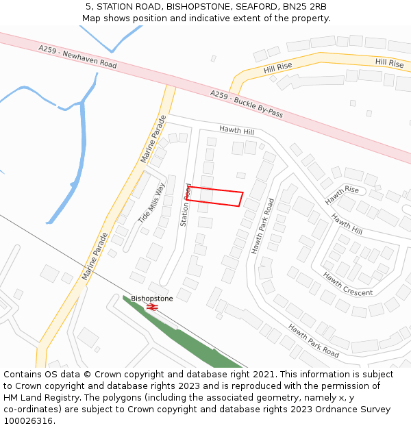 5, STATION ROAD, BISHOPSTONE, SEAFORD, BN25 2RB: Location map and indicative extent of plot