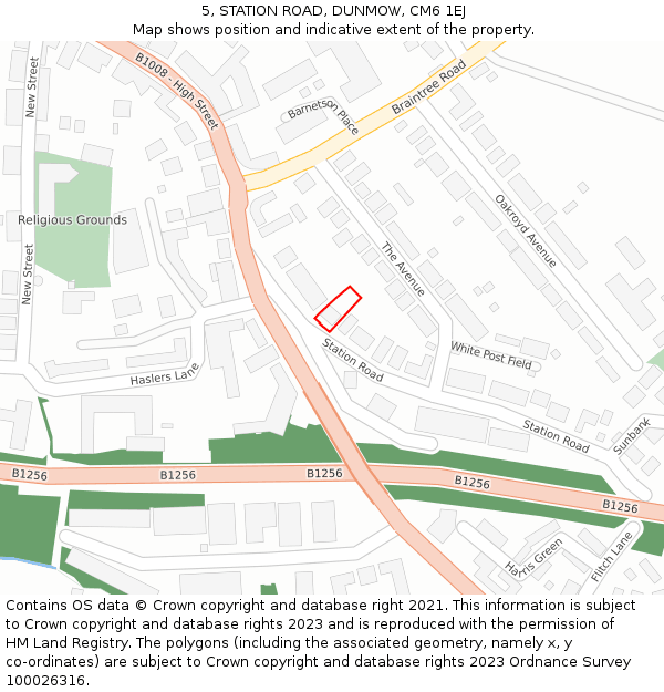 5, STATION ROAD, DUNMOW, CM6 1EJ: Location map and indicative extent of plot