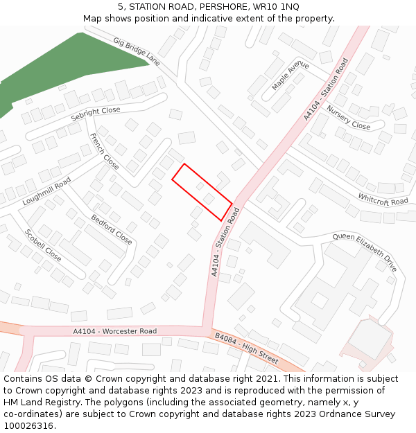 5, STATION ROAD, PERSHORE, WR10 1NQ: Location map and indicative extent of plot