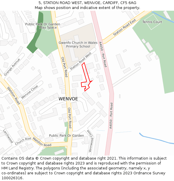 5, STATION ROAD WEST, WENVOE, CARDIFF, CF5 6AG: Location map and indicative extent of plot