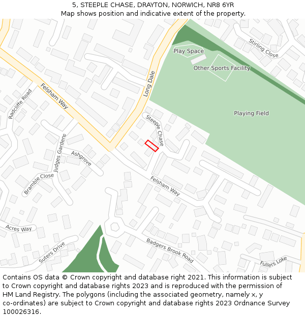 5, STEEPLE CHASE, DRAYTON, NORWICH, NR8 6YR: Location map and indicative extent of plot