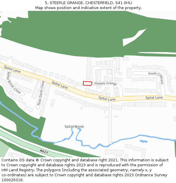 5, STEEPLE GRANGE, CHESTERFIELD, S41 0HU: Location map and indicative extent of plot