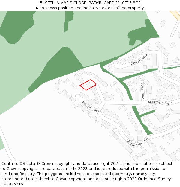 5, STELLA MARIS CLOSE, RADYR, CARDIFF, CF15 8GE: Location map and indicative extent of plot