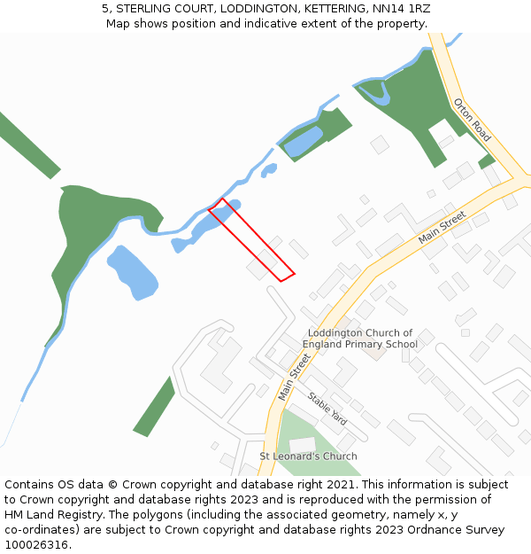 5, STERLING COURT, LODDINGTON, KETTERING, NN14 1RZ: Location map and indicative extent of plot