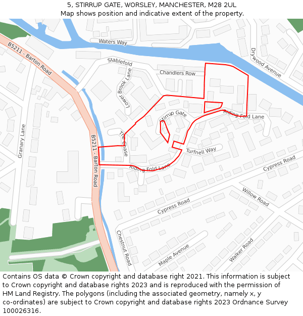 5, STIRRUP GATE, WORSLEY, MANCHESTER, M28 2UL: Location map and indicative extent of plot