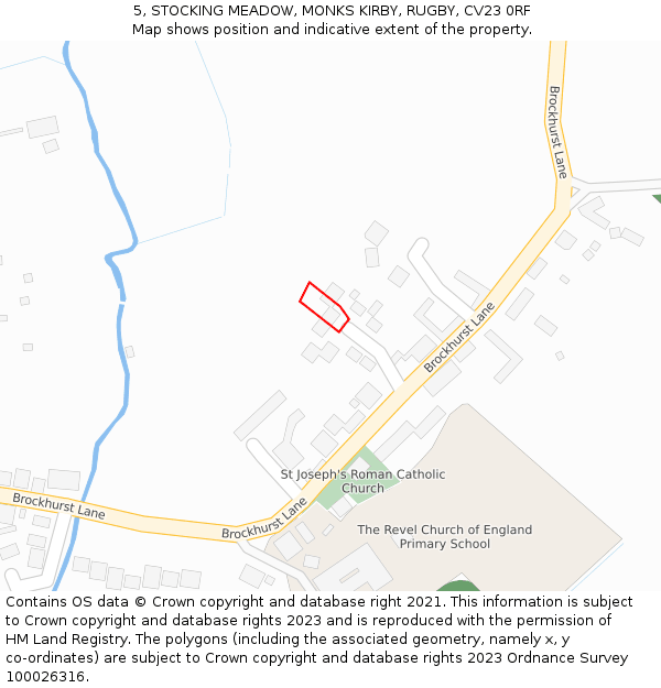 5, STOCKING MEADOW, MONKS KIRBY, RUGBY, CV23 0RF: Location map and indicative extent of plot