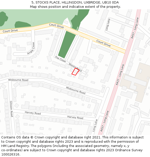 5, STOCKS PLACE, HILLINGDON, UXBRIDGE, UB10 0DA: Location map and indicative extent of plot
