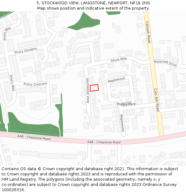 5, STOCKWOOD VIEW, LANGSTONE, NEWPORT, NP18 2NS: Location map and indicative extent of plot