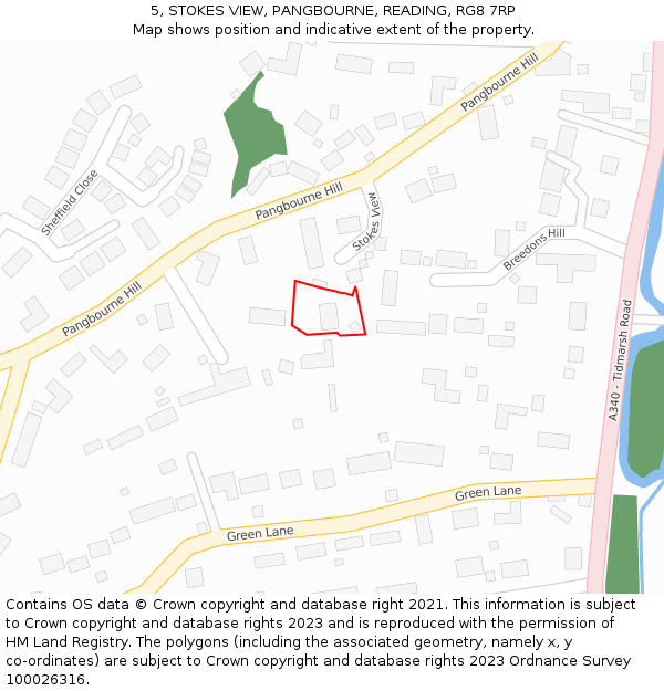 5, STOKES VIEW, PANGBOURNE, READING, RG8 7RP: Location map and indicative extent of plot