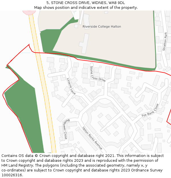 5, STONE CROSS DRIVE, WIDNES, WA8 9DL: Location map and indicative extent of plot