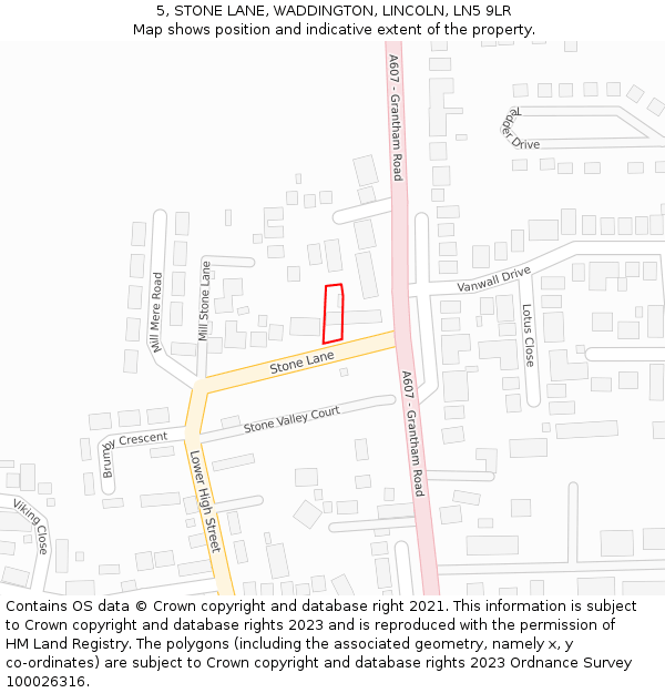 5, STONE LANE, WADDINGTON, LINCOLN, LN5 9LR: Location map and indicative extent of plot