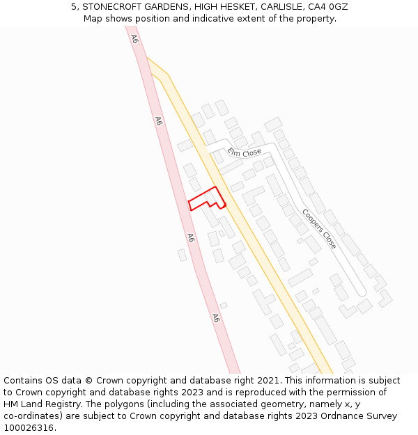 5, STONECROFT GARDENS, HIGH HESKET, CARLISLE, CA4 0GZ: Location map and indicative extent of plot