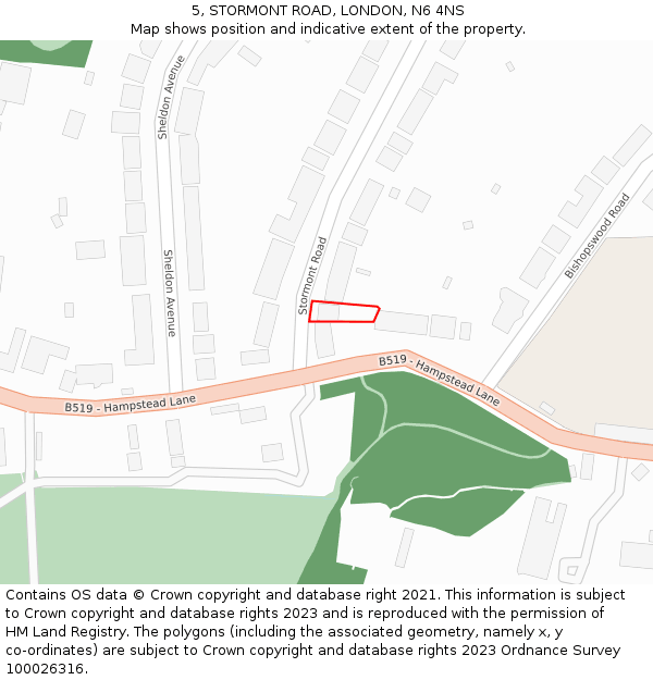 5, STORMONT ROAD, LONDON, N6 4NS: Location map and indicative extent of plot