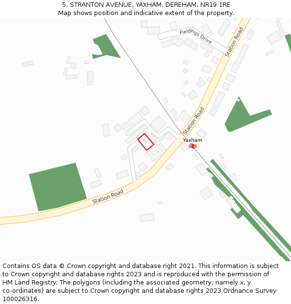 5, STRANTON AVENUE, YAXHAM, DEREHAM, NR19 1RE: Location map and indicative extent of plot