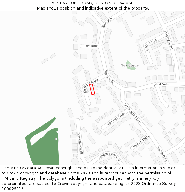 5, STRATFORD ROAD, NESTON, CH64 0SH: Location map and indicative extent of plot