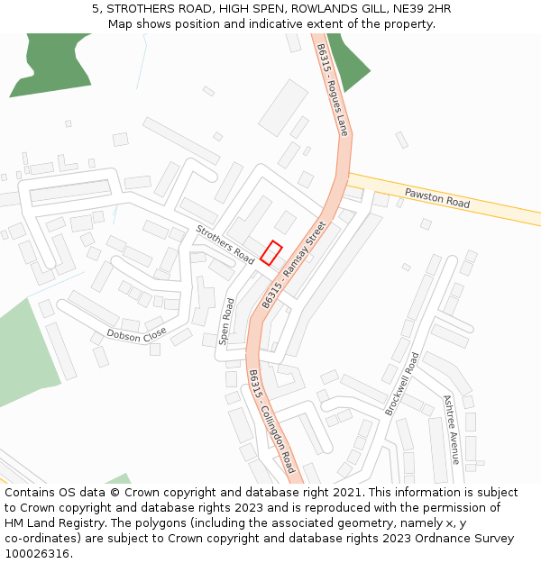 5, STROTHERS ROAD, HIGH SPEN, ROWLANDS GILL, NE39 2HR: Location map and indicative extent of plot