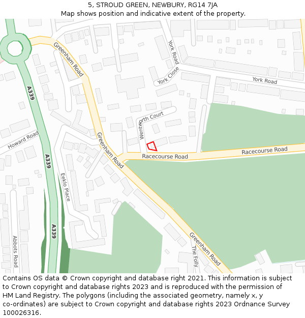 5, STROUD GREEN, NEWBURY, RG14 7JA: Location map and indicative extent of plot