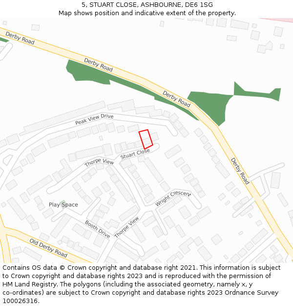 5, STUART CLOSE, ASHBOURNE, DE6 1SG: Location map and indicative extent of plot