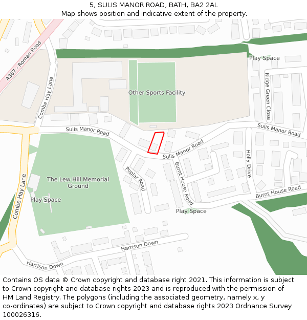 5, SULIS MANOR ROAD, BATH, BA2 2AL: Location map and indicative extent of plot