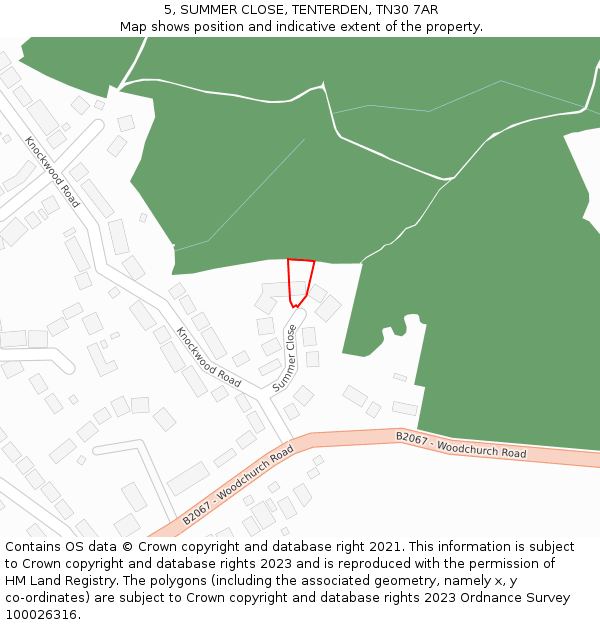 5, SUMMER CLOSE, TENTERDEN, TN30 7AR: Location map and indicative extent of plot