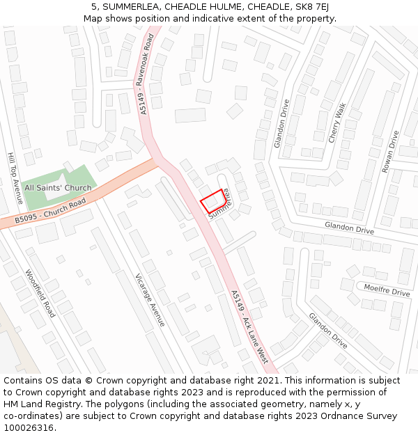 5, SUMMERLEA, CHEADLE HULME, CHEADLE, SK8 7EJ: Location map and indicative extent of plot