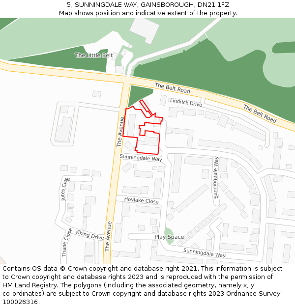 5, SUNNINGDALE WAY, GAINSBOROUGH, DN21 1FZ: Location map and indicative extent of plot