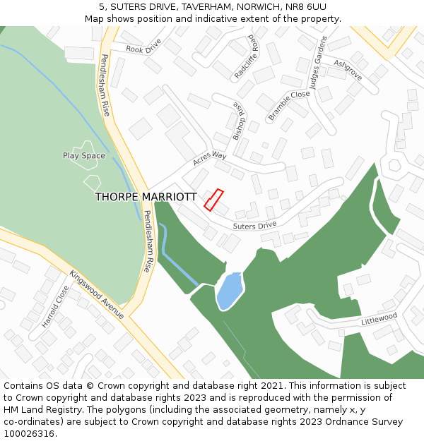 5, SUTERS DRIVE, TAVERHAM, NORWICH, NR8 6UU: Location map and indicative extent of plot