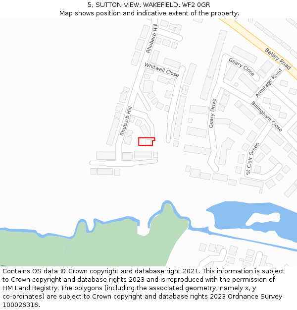 5, SUTTON VIEW, WAKEFIELD, WF2 0GR: Location map and indicative extent of plot