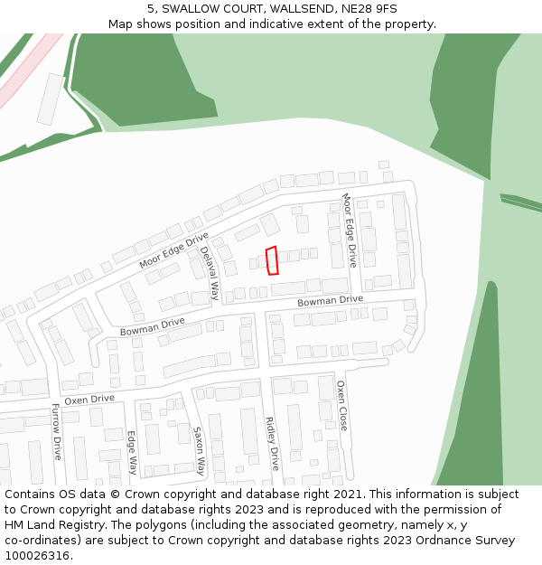 5, SWALLOW COURT, WALLSEND, NE28 9FS: Location map and indicative extent of plot